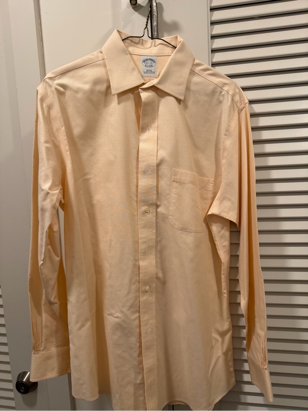 Brooks Brothers Men's Light Peach Dress Shirt - Classic Point Collar